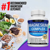 Magnesium Complex 1000MG Supplement - Magnesium Glycinate, Citrate & Malate - Sleep Support, Stress Relief, Muscles & Relaxation
